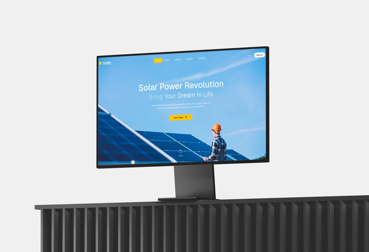 Solify — sajt za solarnu energiju na monitoru